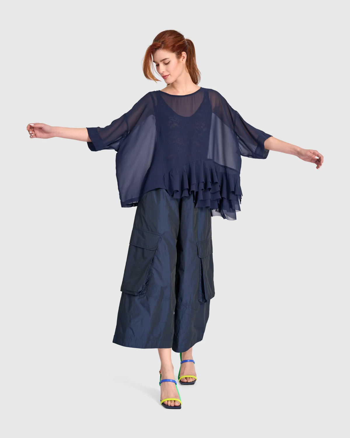 ALEMBIKA Veiled Chiffon Top - ET142N - INK