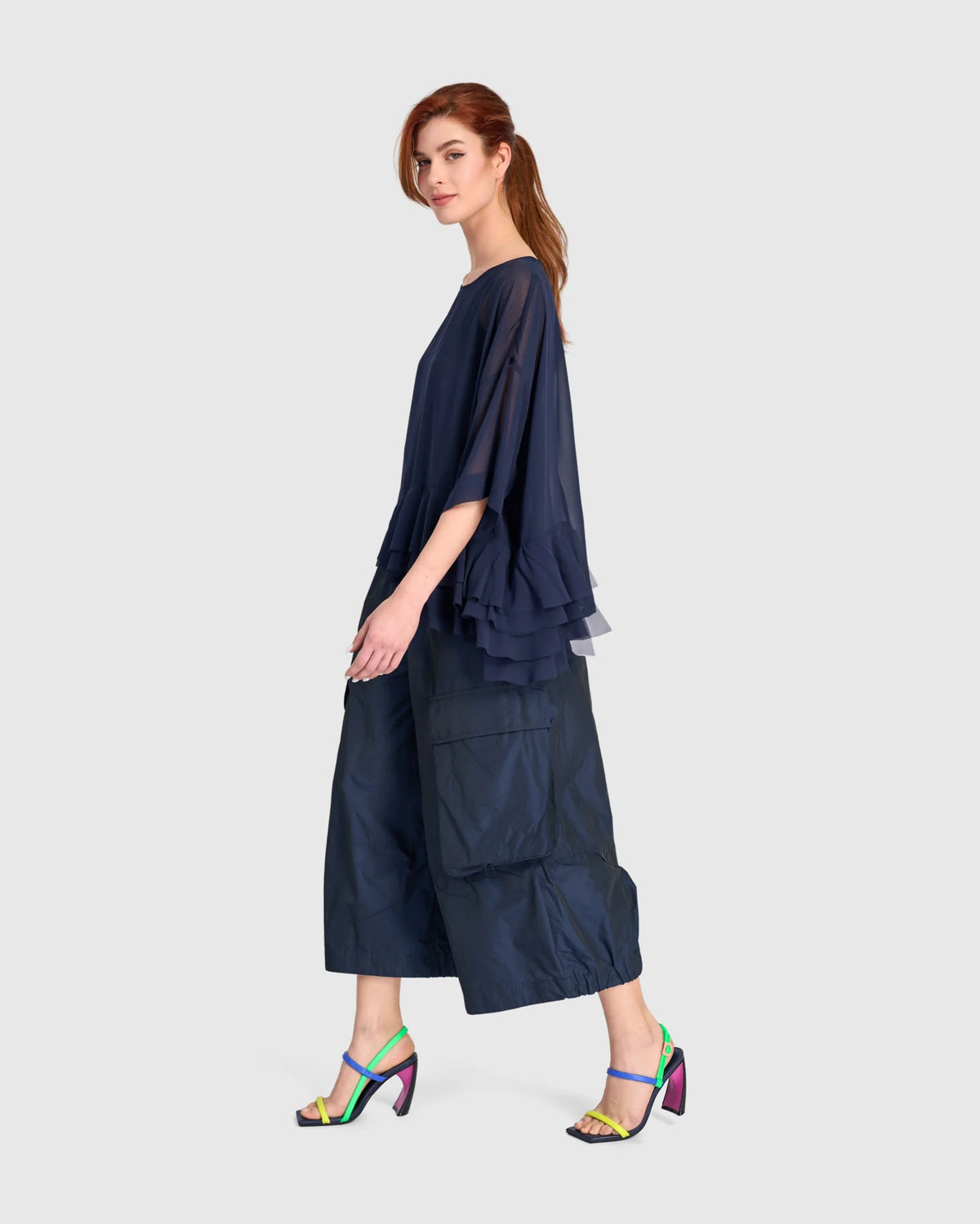 ALEMBIKA Veiled Chiffon Top - ET142N - INK