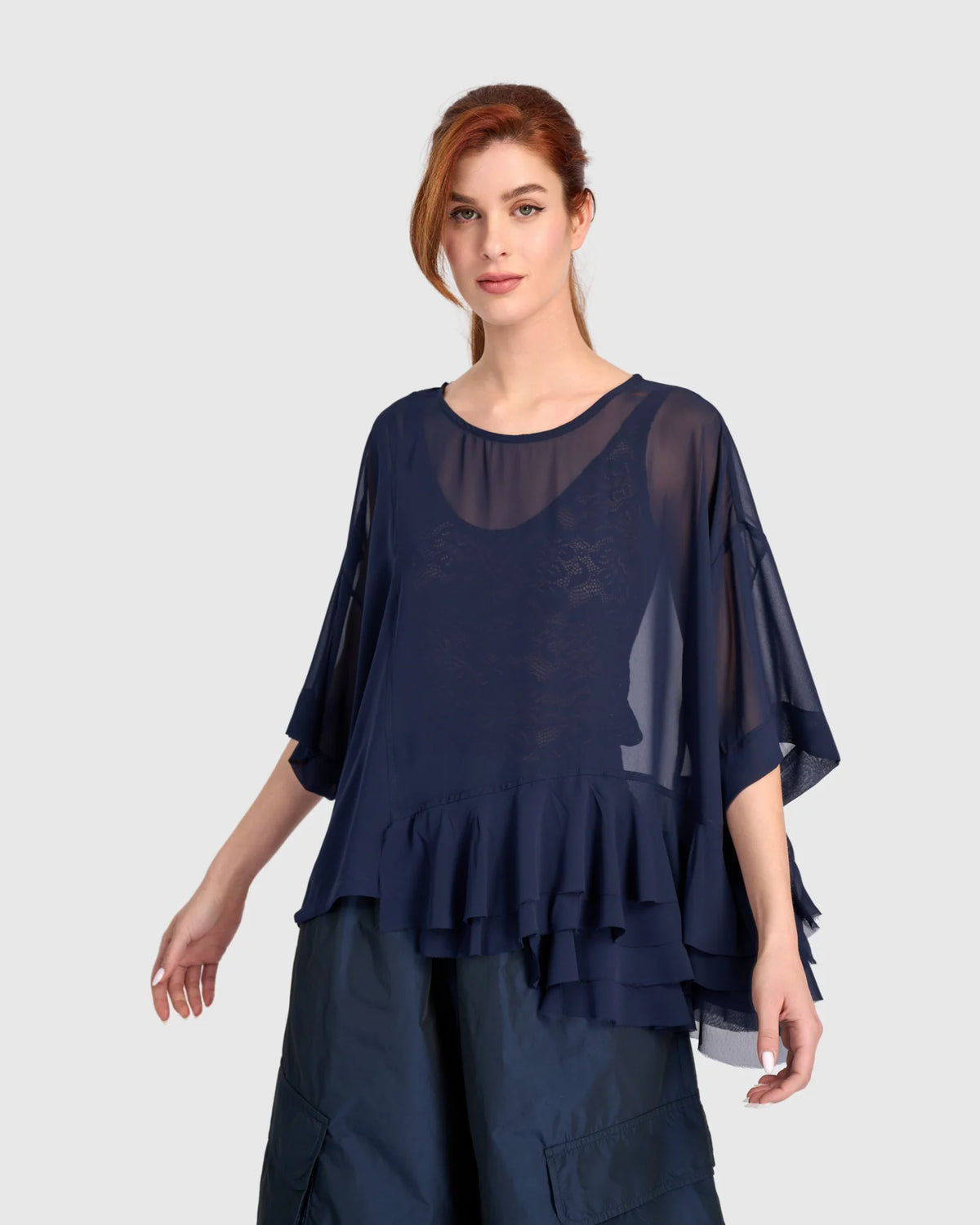 ALEMBIKA Veiled Chiffon Top - ET142N - INK