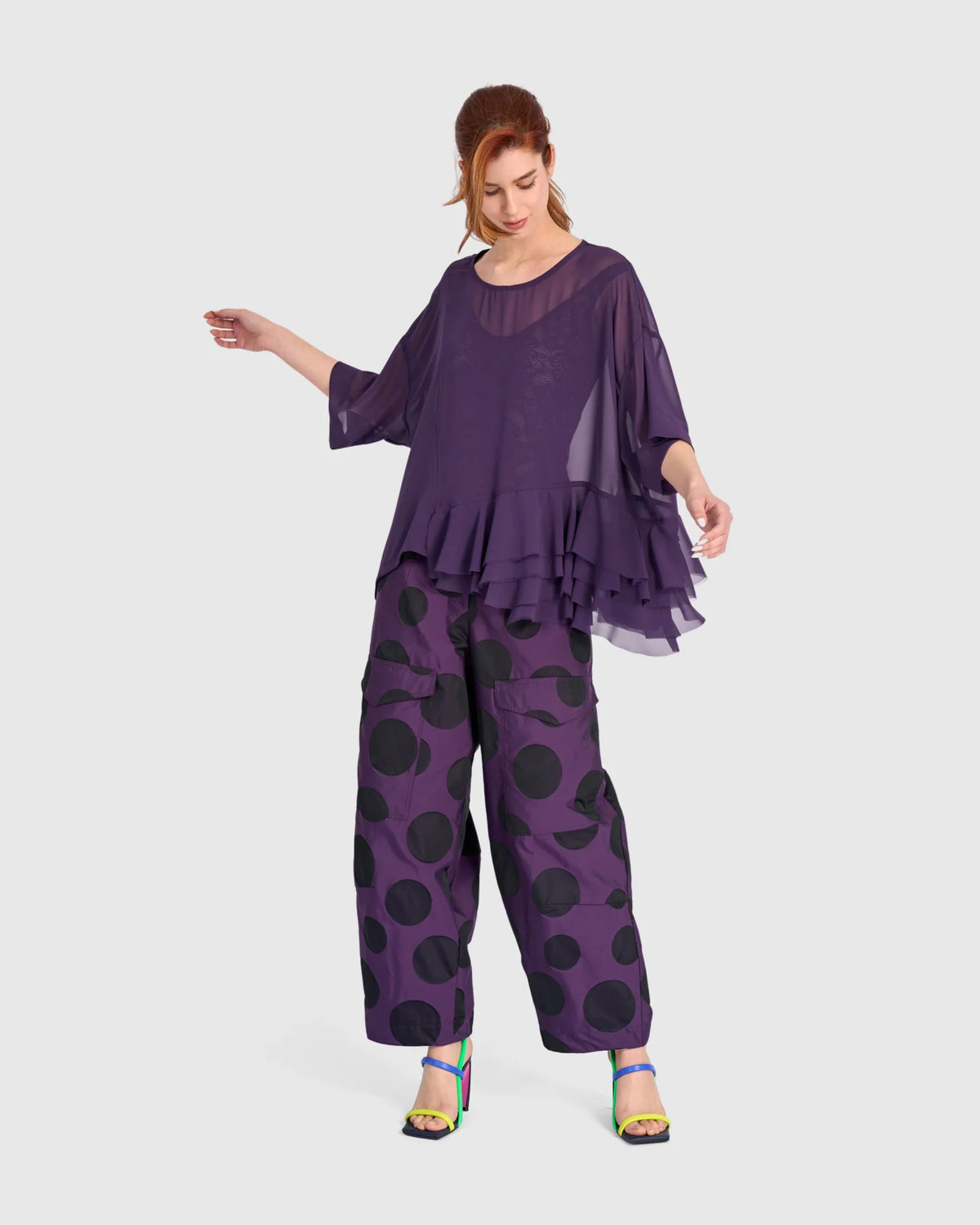 ALEMBIKA Veiled Chiffon Top - ET142P - PLUM