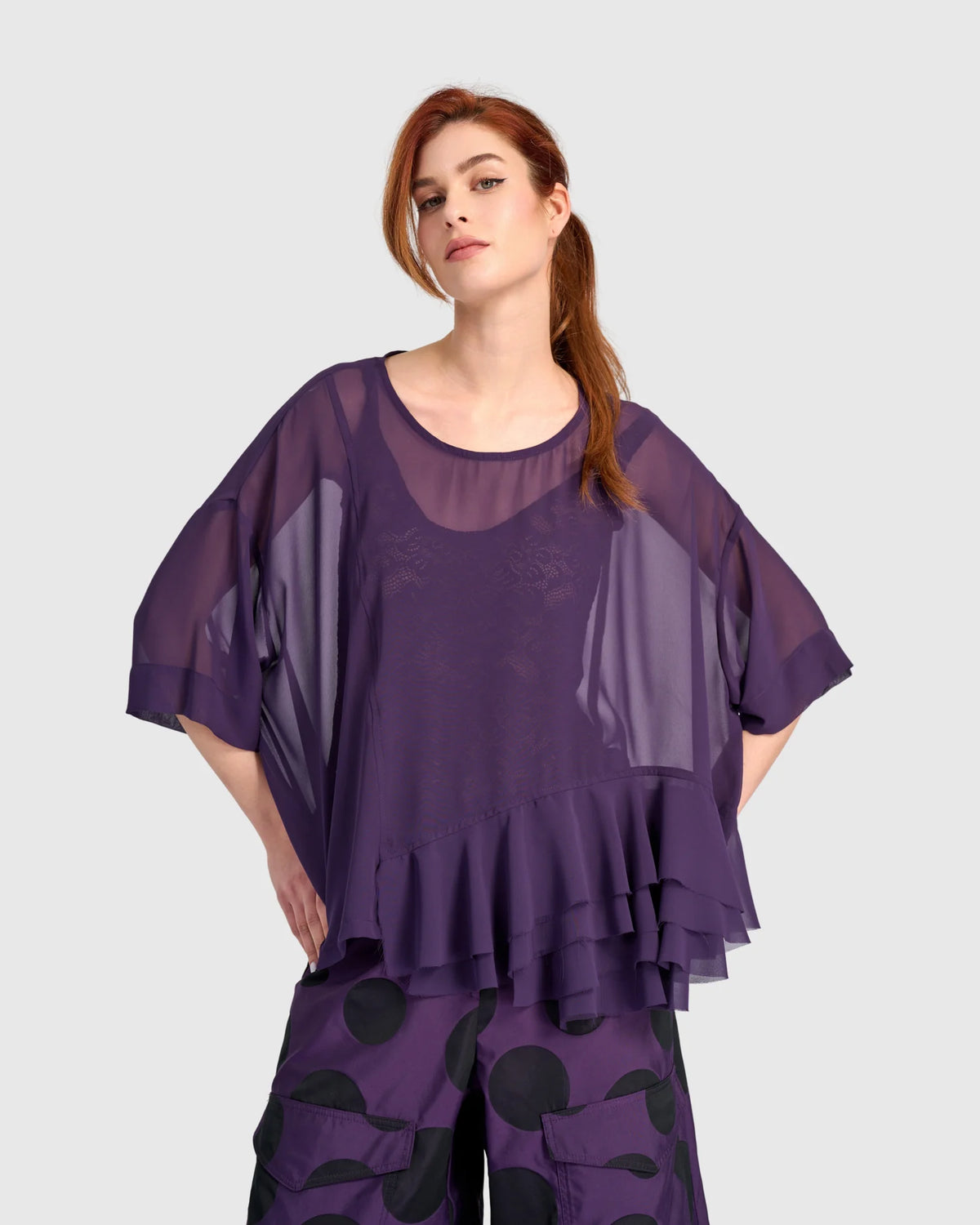 ALEMBIKA Veiled Chiffon Top - ET142P - PLUM