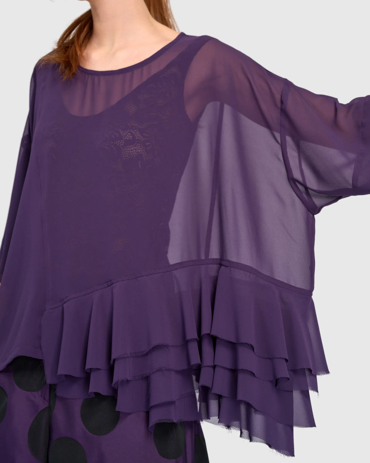 ALEMBIKA Veiled Chiffon Top - ET142P - PLUM