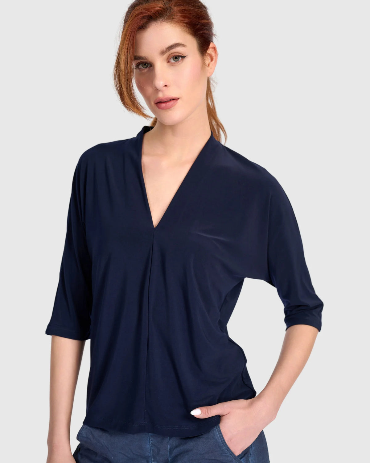 ALEMBIKA Fluid Slinky Dolman Top - ET143N - NAVY
