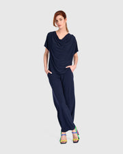 ALEMBIKA Fluid Slinky Cowl Top - ET145N - NAVY