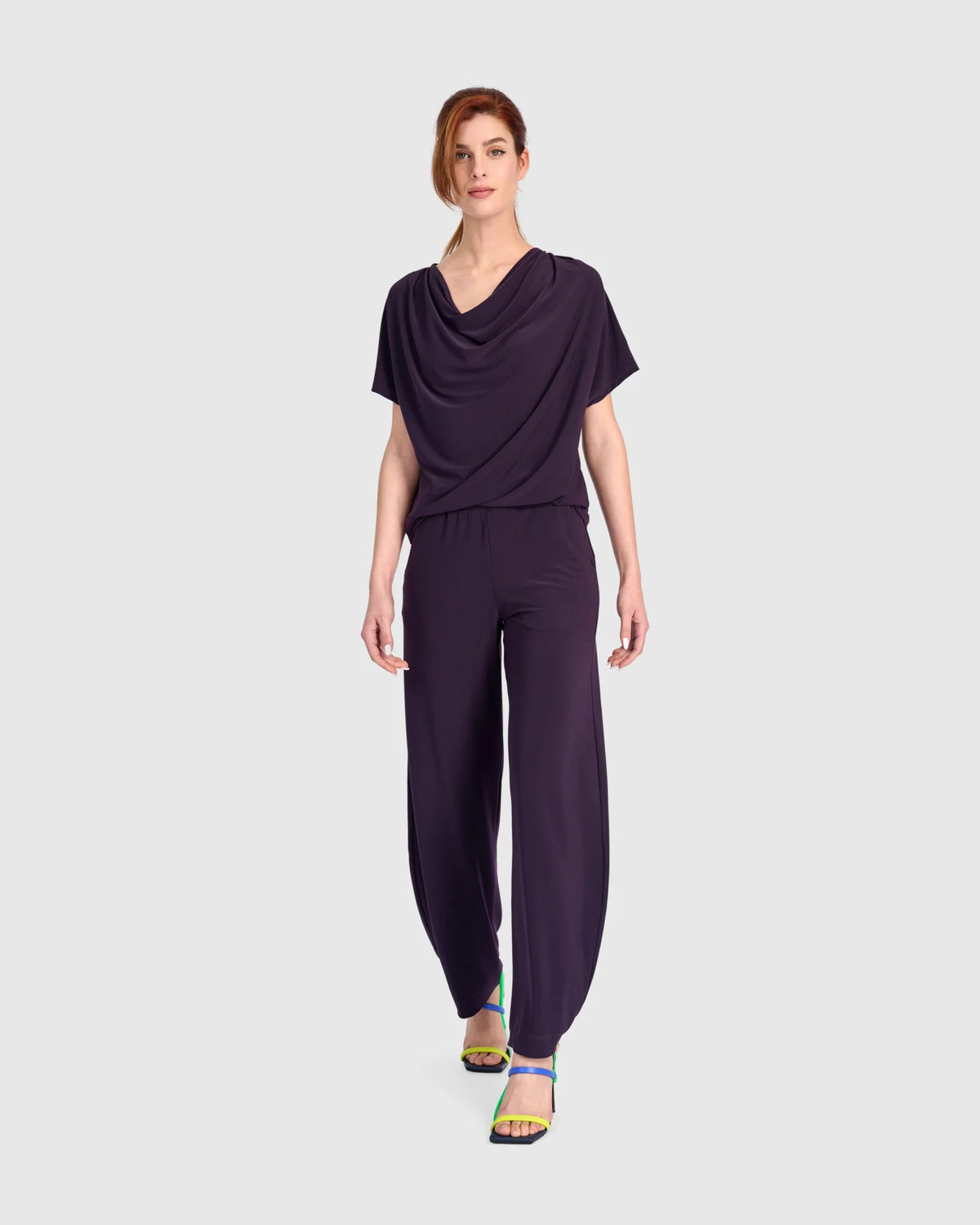 ALEMBIKA Fluid Slinky Cowl Top - ET145P - PLUM