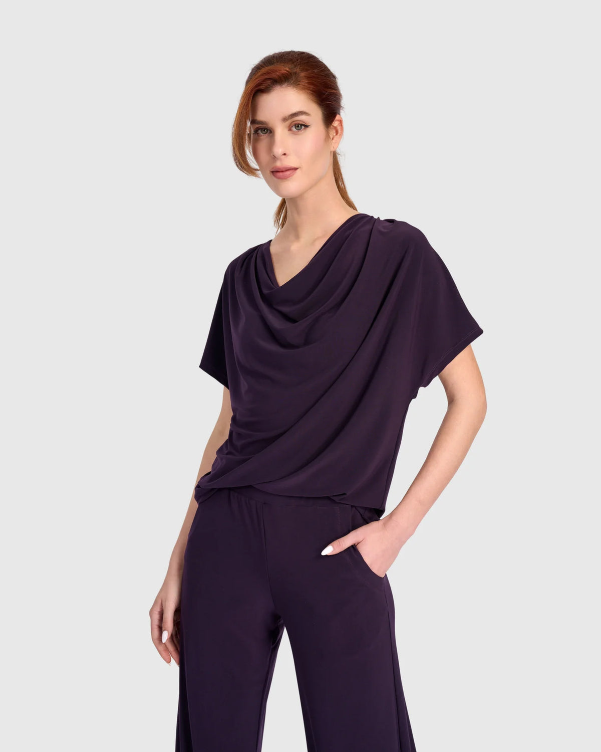 ALEMBIKA Fluid Slinky Cowl Top - ET145P - PLUM