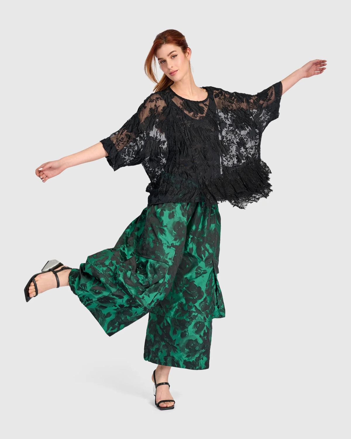 ALEMBIKA Jacquard Wide Cargo Pants - EP133E - EMERALD