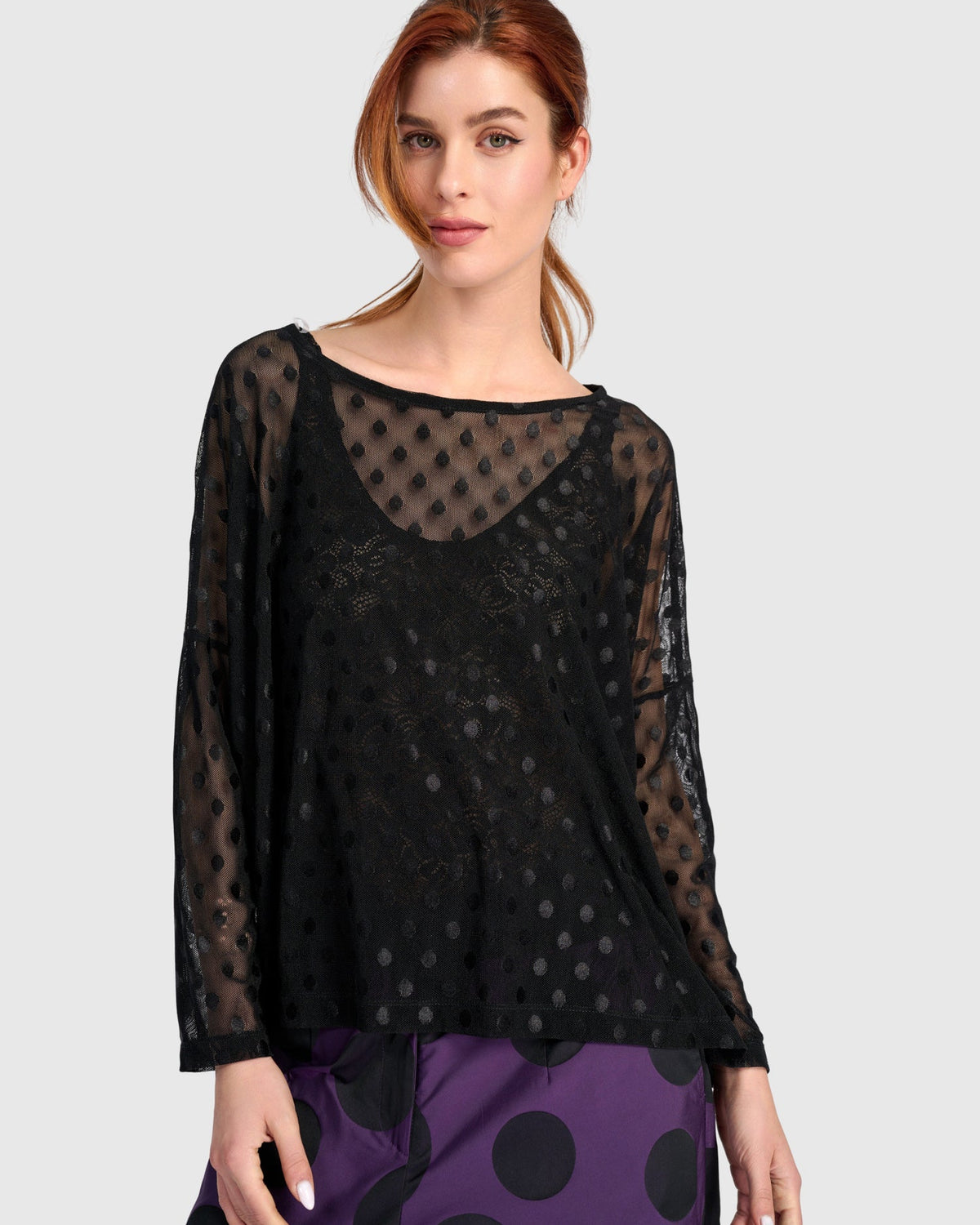 ALEMBIKA Umbral Boxy Mesh Top - ET147B - BLACK MESH