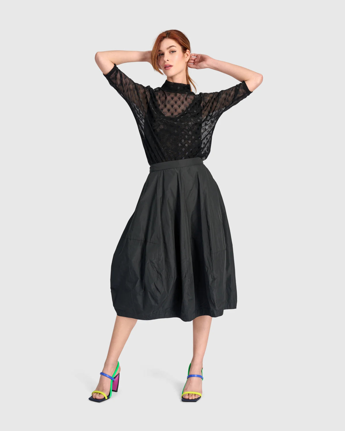 ALEMBIKA Smolder Mockneck Mesh Top - ET148B - BLACK MESH