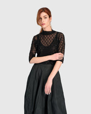 ALEMBIKA Smolder Mockneck Mesh Top - ET148B - BLACK MESH
