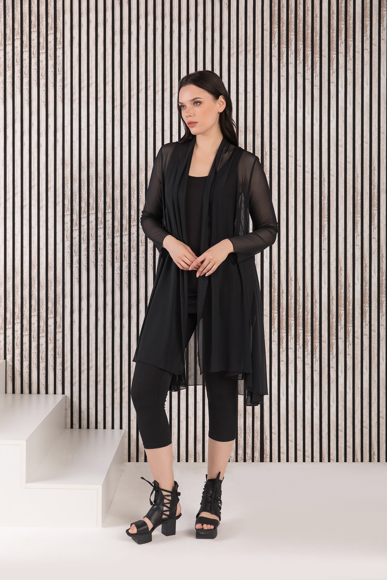 Kozan Molly Cardigan - SH-210805 - BLACK MESH
