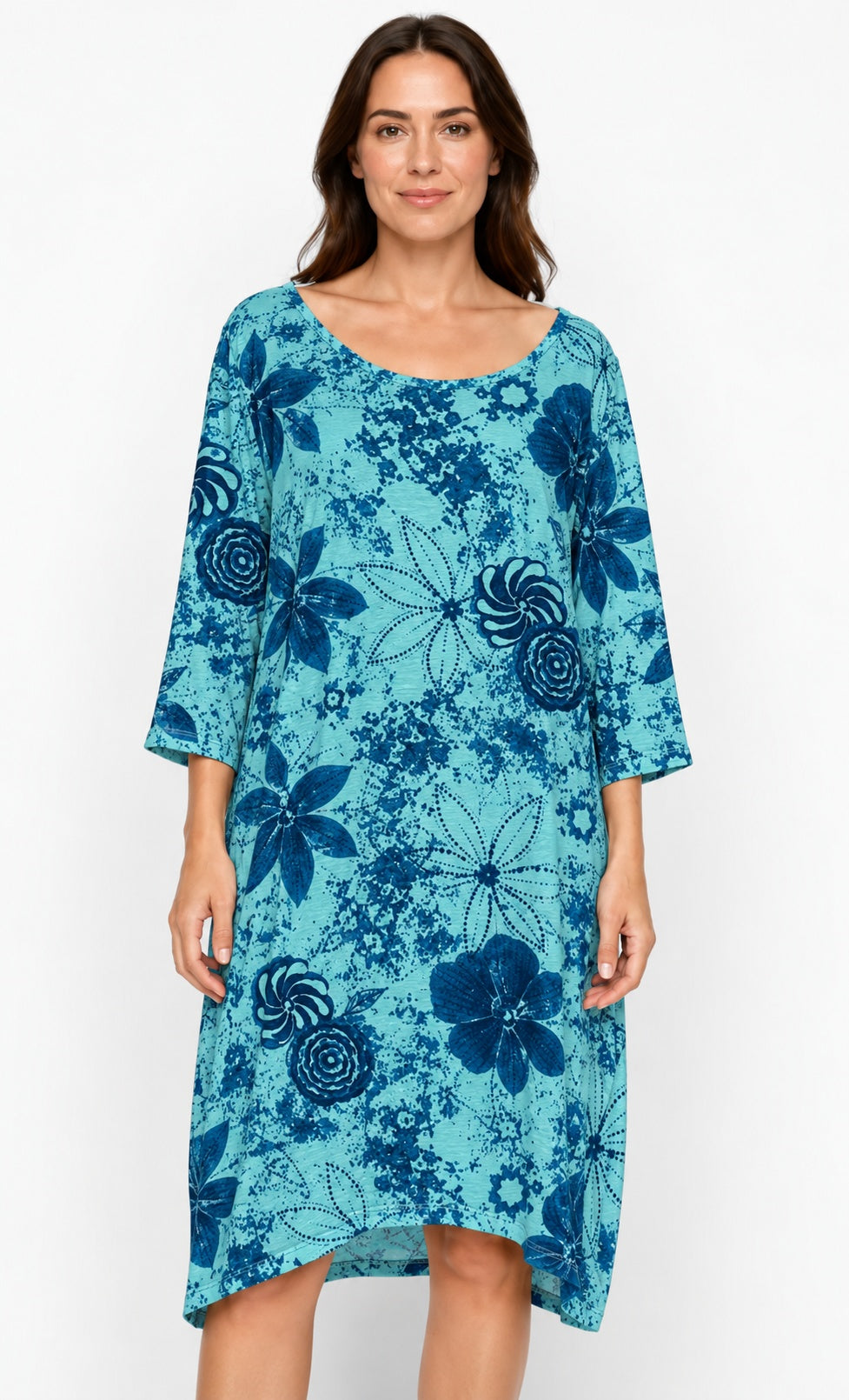 Prairie Cotton by CMC Printed Tulip Dress - IN956/P - JERSEY NEW INDIGO