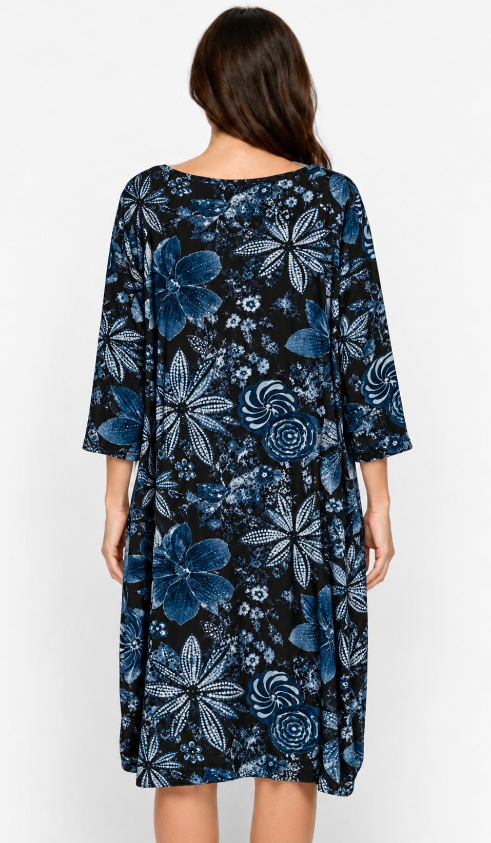 Prairie Cotton by CMC Printed Tulip Dress - IN956/P - JERSEY NEW INDIGO