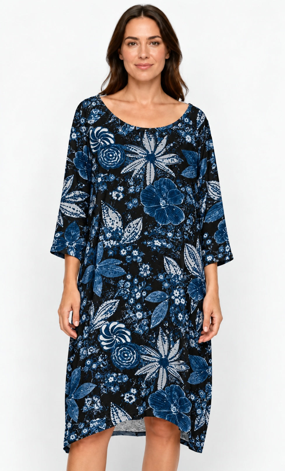 Prairie Cotton by CMC Printed Tulip Dress - IN956/P - JERSEY NEW INDIGO