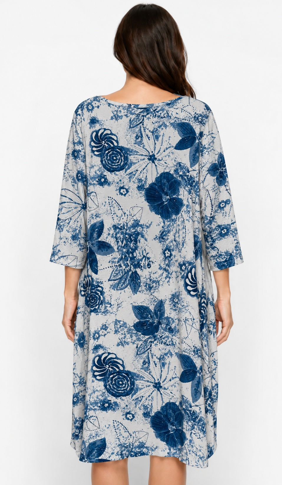Prairie Cotton by CMC Printed Tulip Dress - IN956/P - JERSEY NEW INDIGO