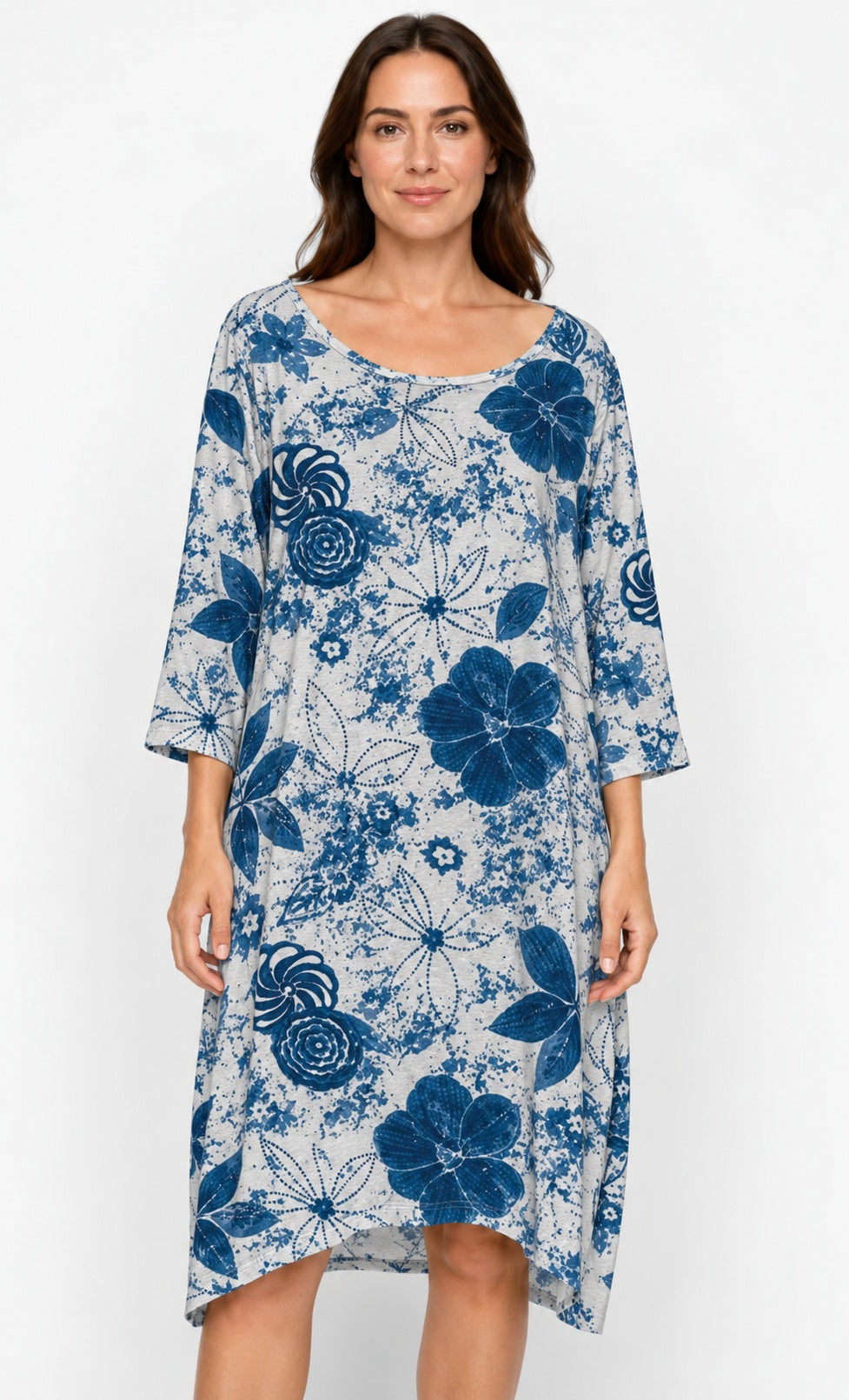 Prairie Cotton by CMC Printed Tulip Dress - IN956/P - JERSEY NEW INDIGO