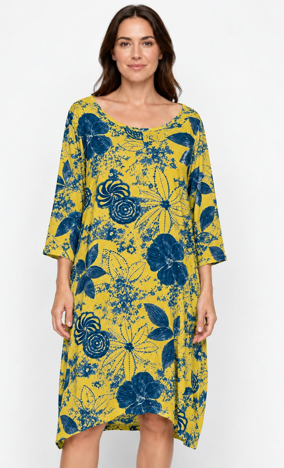 Prairie Cotton by CMC Printed Tulip Dress - IN956/P - JERSEY NEW INDIGO