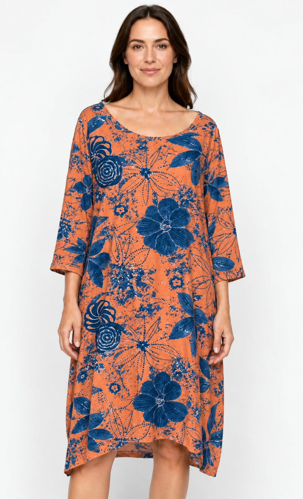 Prairie Cotton by CMC Printed Tulip Dress - IN956/P - JERSEY NEW INDIGO