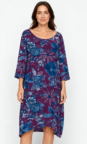 Prairie Cotton by CMC Printed Tulip Dress - IN956/P - JERSEY NEW INDIGO
