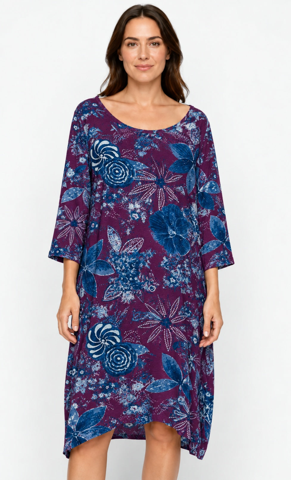 Prairie Cotton by CMC Printed Tulip Dress - IN956/P - JERSEY NEW INDIGO