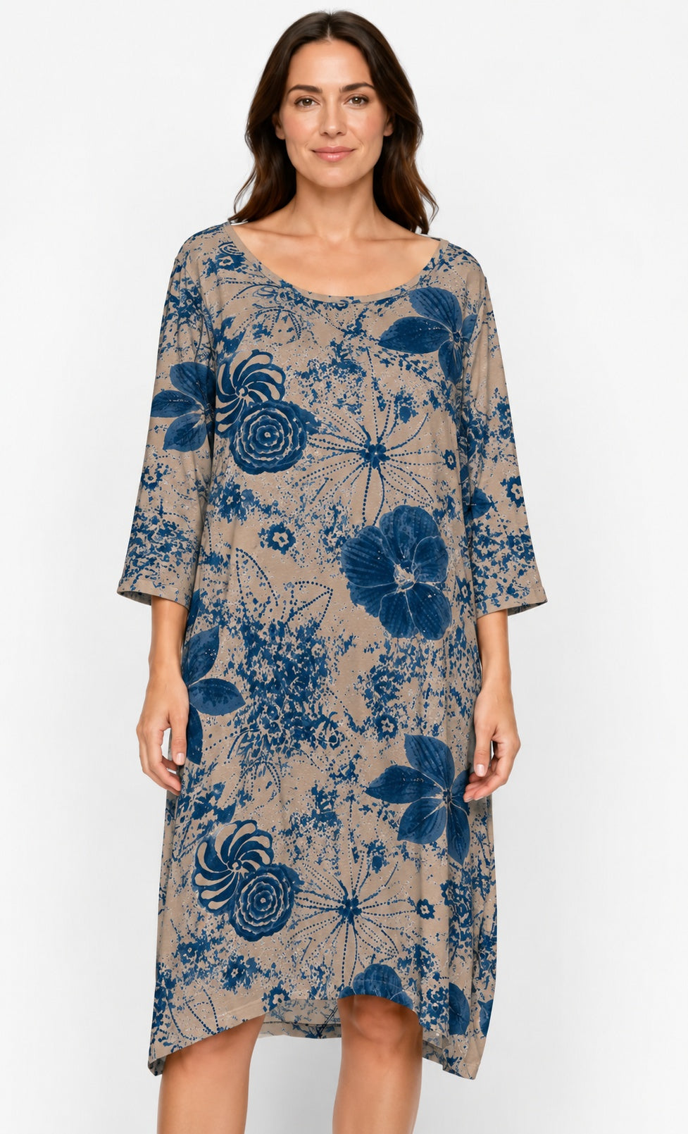 Prairie Cotton by CMC Printed Tulip Dress - IN956/P - JERSEY NEW INDIGO