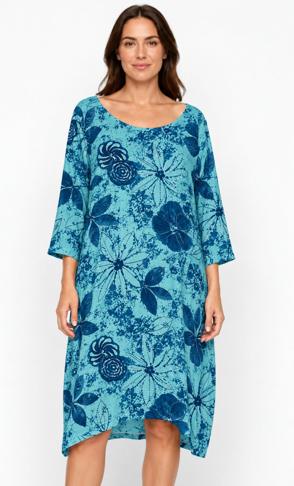 Prairie Cotton by CMC Printed Tulip Dress - IN956/P - JERSEY NEW INDIGO
