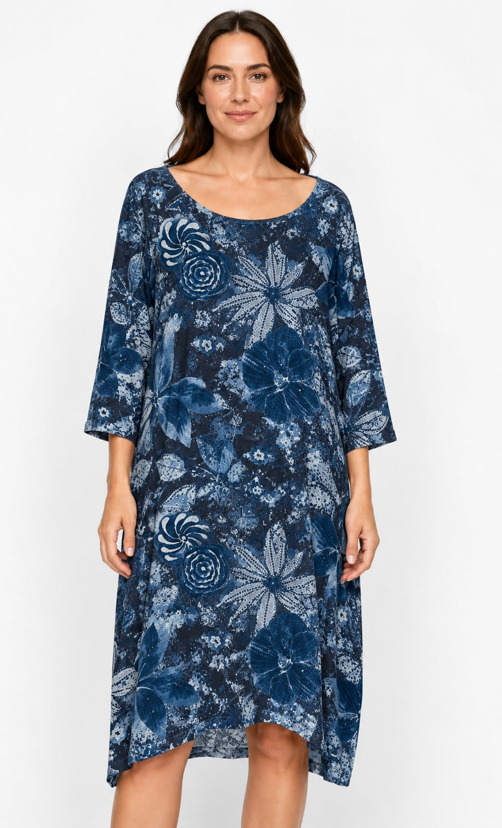 Prairie Cotton by CMC Printed Tulip Dress - IN956/P - JERSEY NEW INDIGO