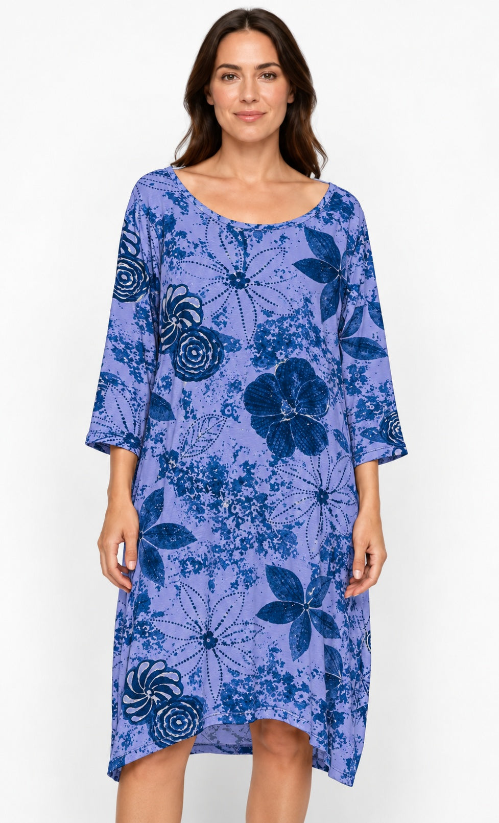 Prairie Cotton by CMC Printed Tulip Dress - IN956/P - JERSEY NEW INDIGO