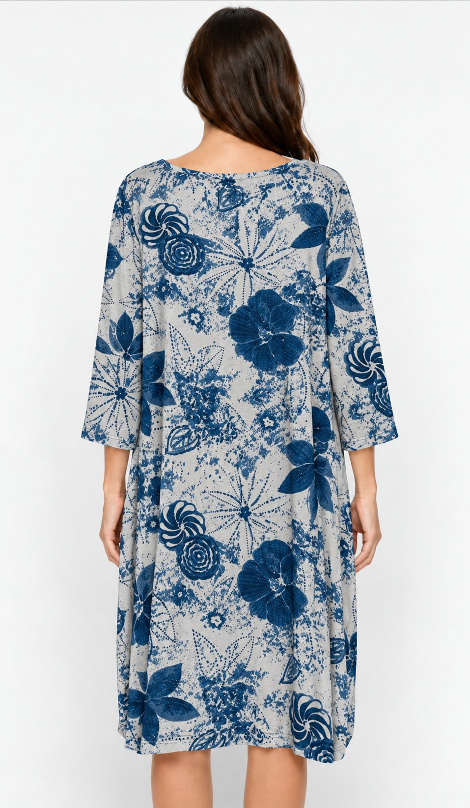 Prairie Cotton by CMC Printed Tulip Dress - IN956/P - JERSEY NEW INDIGO