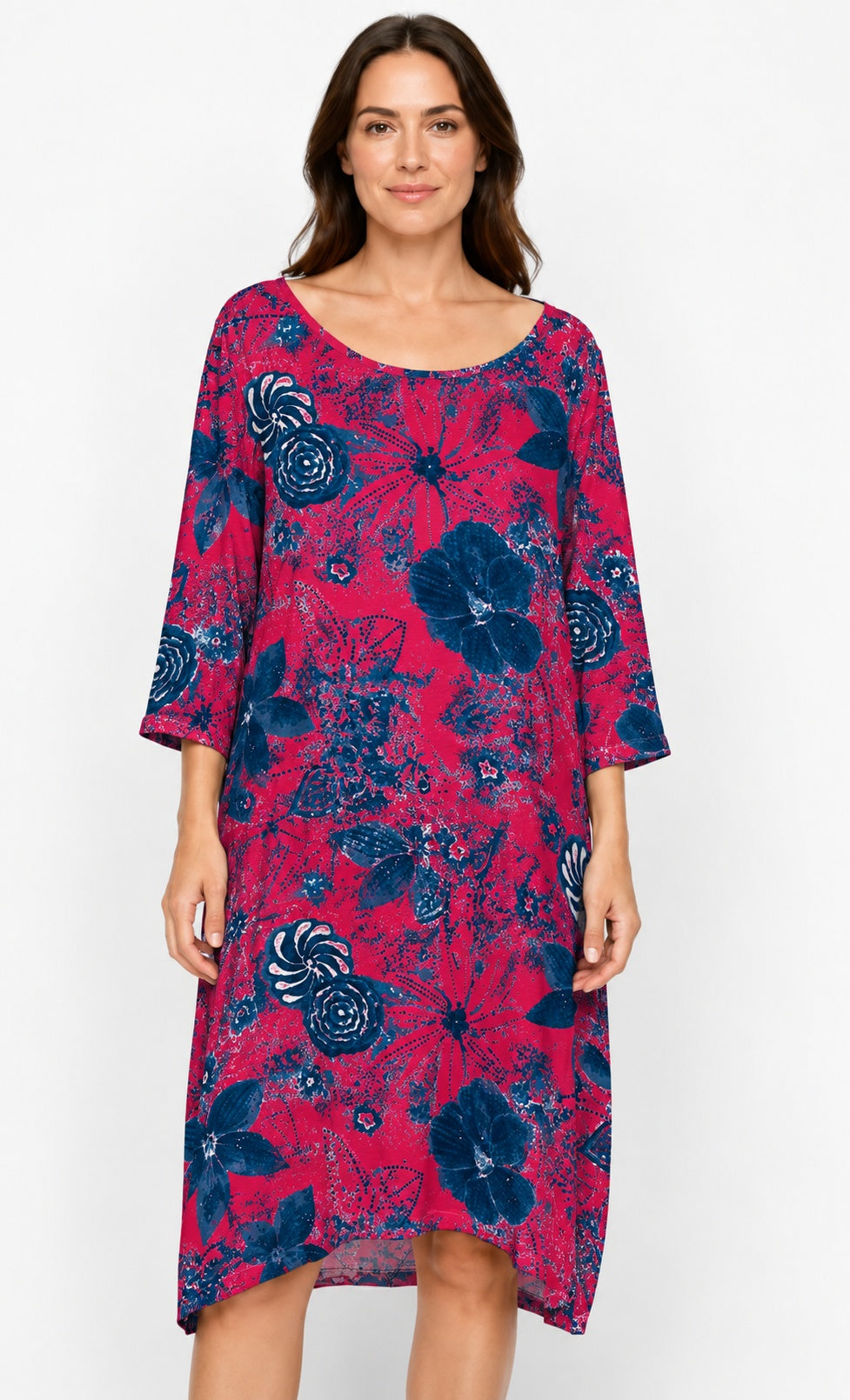 Prairie Cotton by CMC Printed Tulip Dress - IN956/P - JERSEY NEW INDIGO