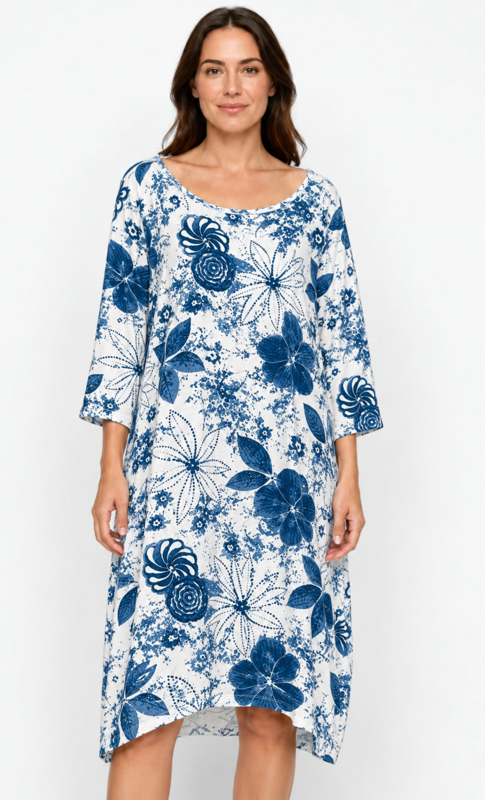 Prairie Cotton by CMC Printed Tulip Dress - IN956/P - JERSEY NEW INDIGO