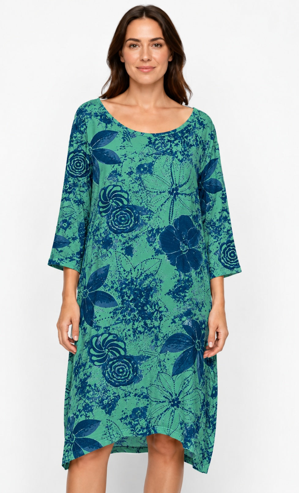 Prairie Cotton by CMC Printed Tulip Dress - IN956/P - JERSEY NEW INDIGO