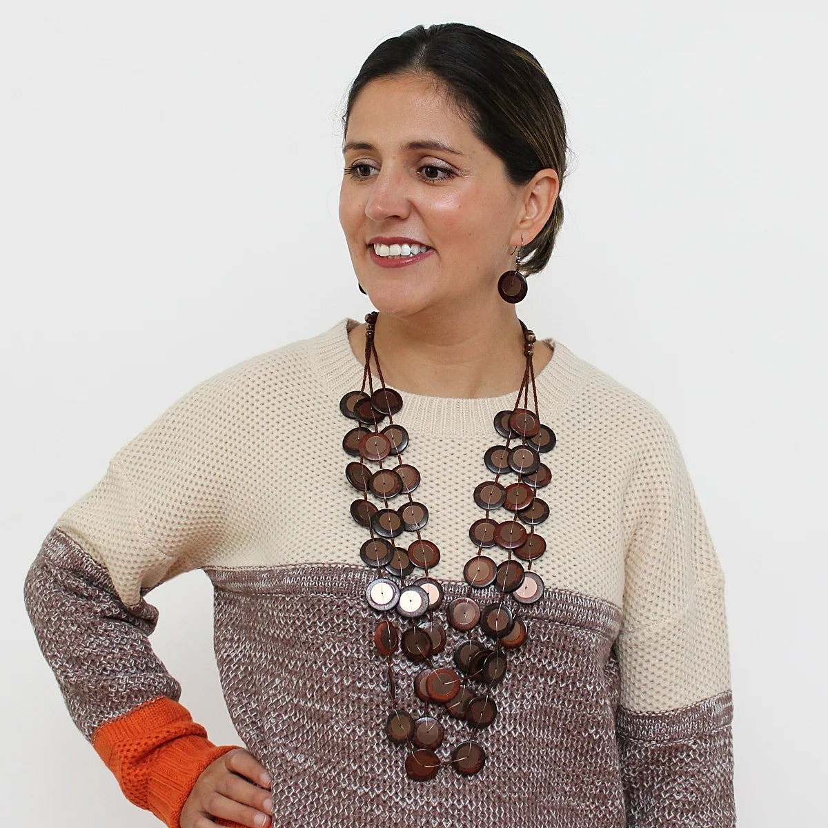 SYLCA Brown Iridescent Arabella Necklace - UN23N06 - BROWN