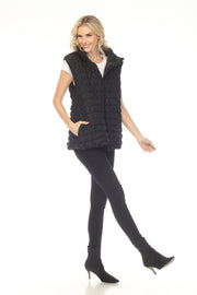 Oopera Reversible Puffer Circular Pattern Vest - Midnight Black - V2618RW-1