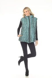 Oopera Reversible Puffer Circular Pattern Vest - Egyptian Teal - V2618RW-3