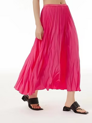 Vanite Couture Pleated Long Skirt - 11020 - HOT PINK