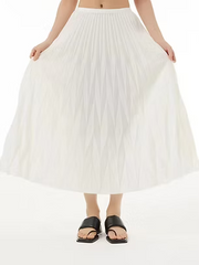 Vanite Couture Pleated Long Skirt - 11020 - WHITE
