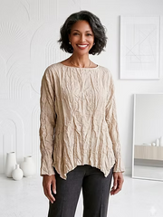 Vanite Couture Textured Crinkle Fabric Top - 11666