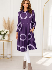 Vanite Couture Pleated Circle Pattern Coat - 2086 - PURPLE/CIRCLES