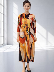 Vanite Couture Artistic Multicolor Dress - 61697 - ORANGE MATISSE