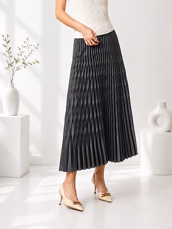 Vanite Couture Pleated Skirt - 7122 - BLACK