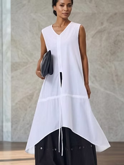 Vanite Couture Asymmetric Sleeveless Dress - 80298 - WHITE