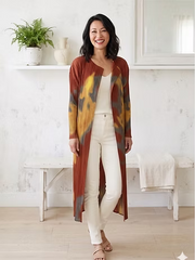 Vanite Couture Open Front Tie Dye Duster - 82355 - Pastel Orange Multi