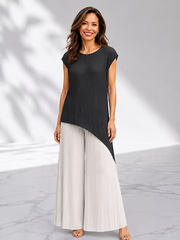 Vanite Couture Asymmetric Cap Sleeve Top - 82575 - BLACK
