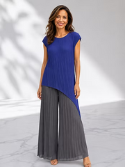 Vanite Couture Asymmetric Cap Sleeve Top - 82575 - ROYAL BLUE
