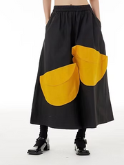 Vanite Couture Wide Leg Accent Pants - 83009 - BLACK/YELLOW
