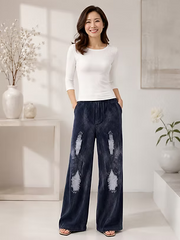 Vanite Couture Distressed Jean-Look Pants - 83605