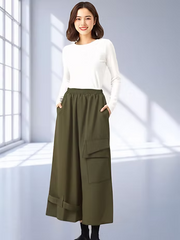 Vanite Couture Cropped Wide Leg Pants - 86920 - ARMY GREEN