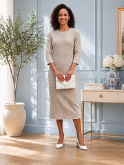 Vanite Couture Flat Pleated Solid Dress - 87315 - LIGHT GREY