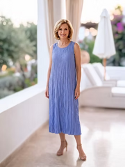 Vanite Couture Pleated Tank Dress - 88075 - BLUE